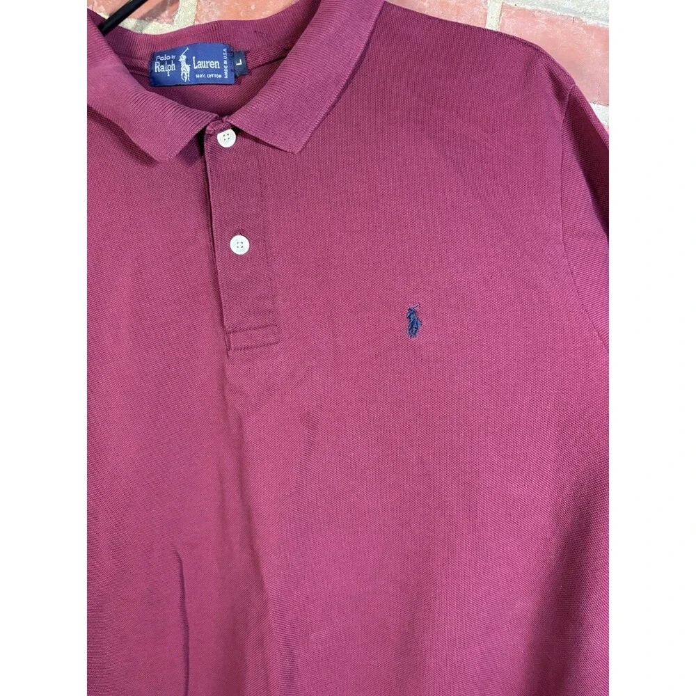 Vintage 90s Polo Ralph Lauren Polo Shirt Long Sleeve USA Made Mens Large W Flaws